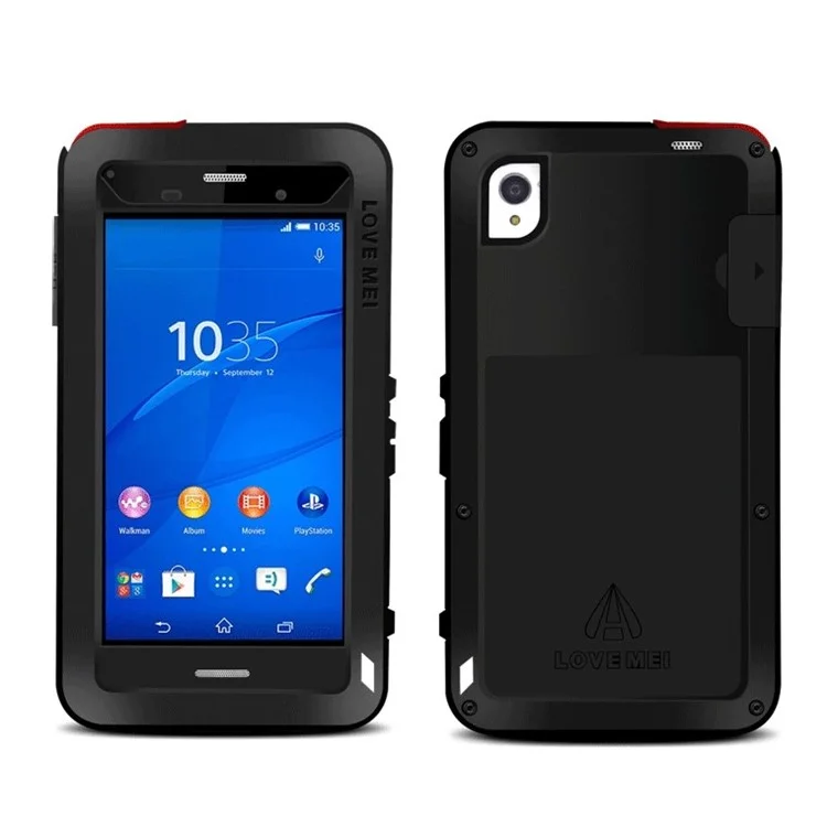 Black LOVE MEI for Sony Xperia Z3 D6603 D6643 Shockproof Dropproof Dustproof Powerful Case