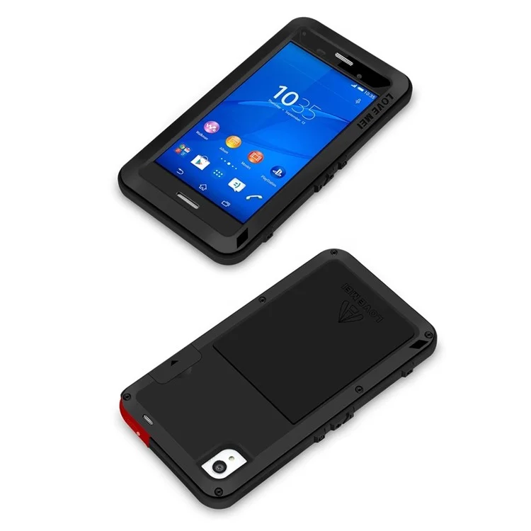 Black LOVE MEI for Sony Xperia Z3 D6603 D6643 Shockproof Dropproof Dustproof Powerful Case