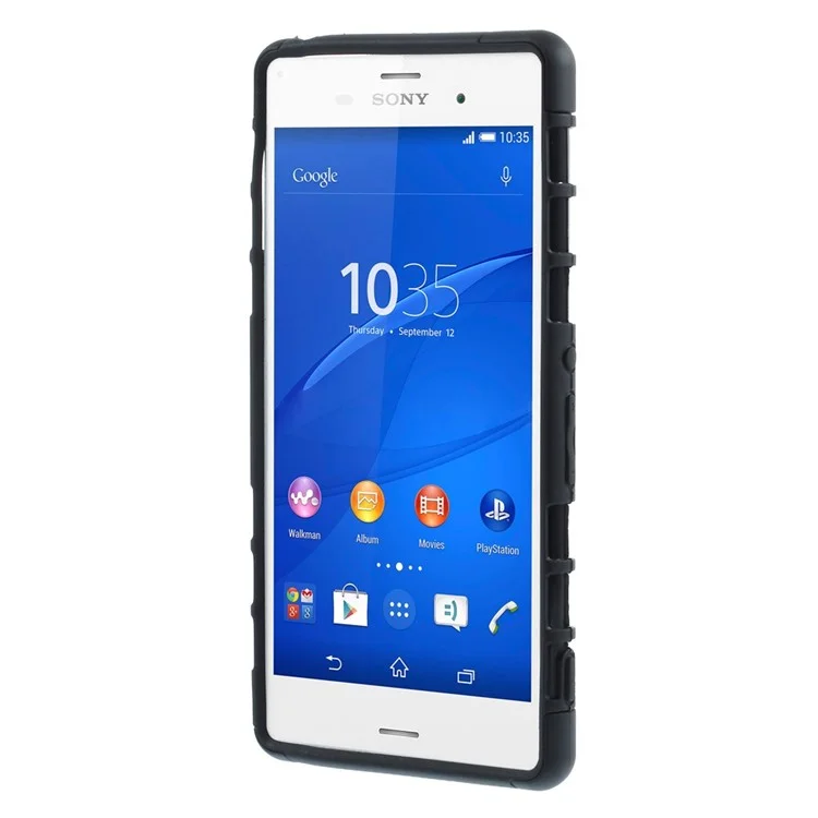 Anti-slip PC and TPU Hybrid Case for Sony Xperia Z3 D6603 D6653 with Kickstand - Black