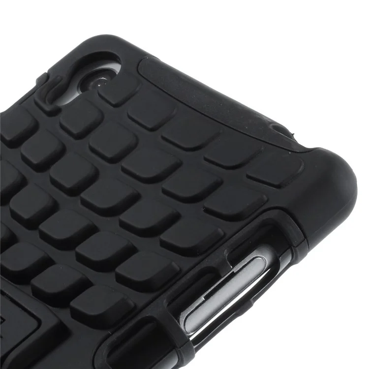 Anti-slip PC and TPU Hybrid Case for Sony Xperia Z3 D6603 D6653 with Kickstand - Black