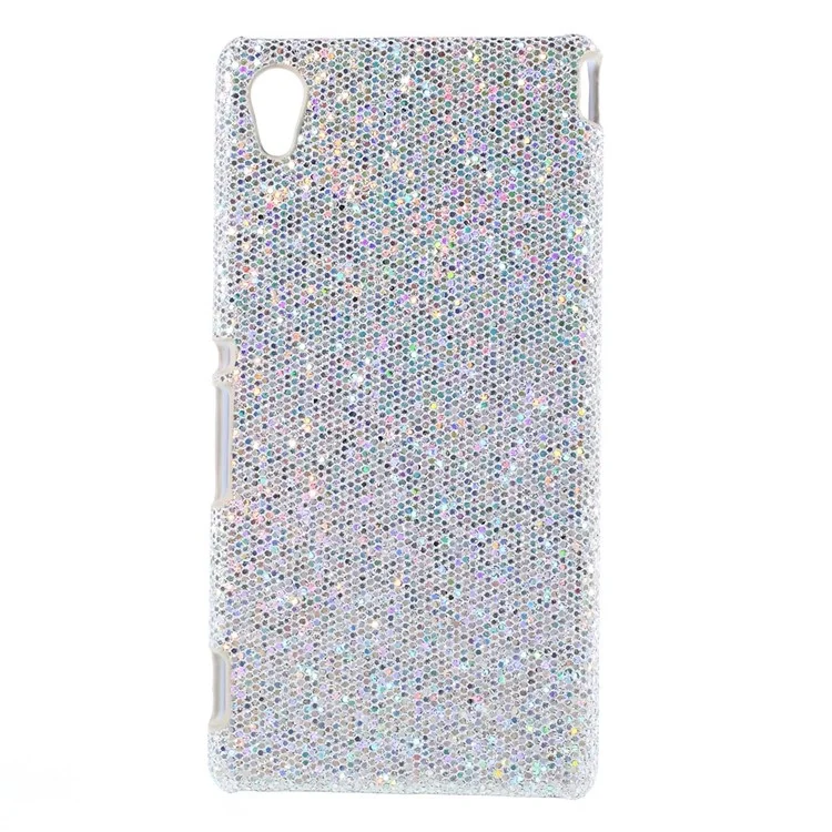 Glittery Sequins Coated Hard Plastic Case for Sony Xperia M4 Aqua / M4 Aqua Dual - Silver