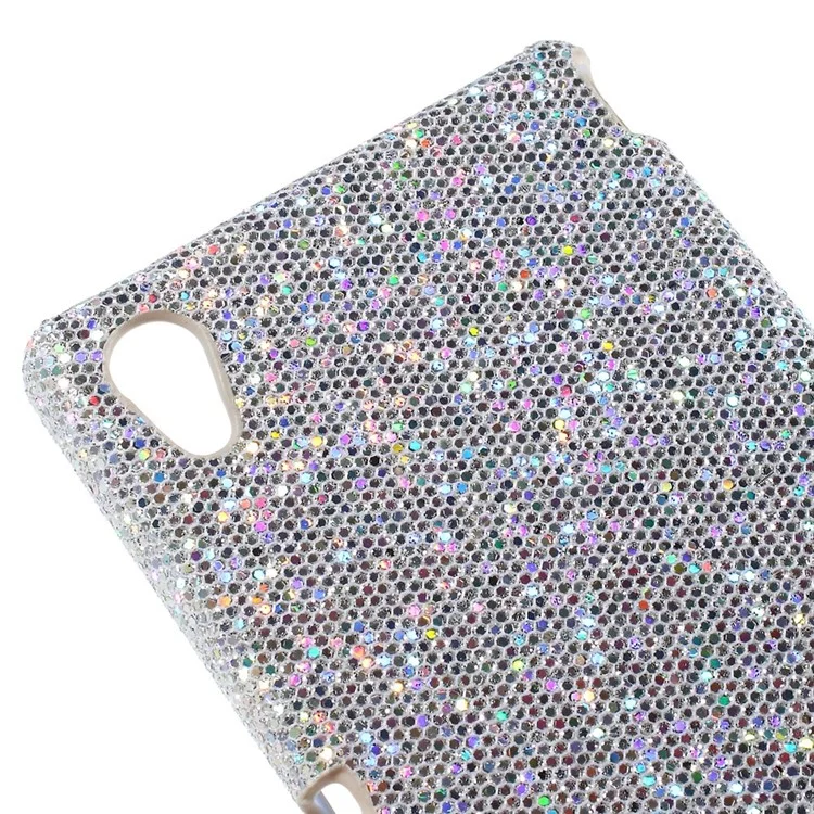 Glittery Sequins Coated Hard Plastic Case for Sony Xperia M4 Aqua / M4 Aqua Dual - Silver