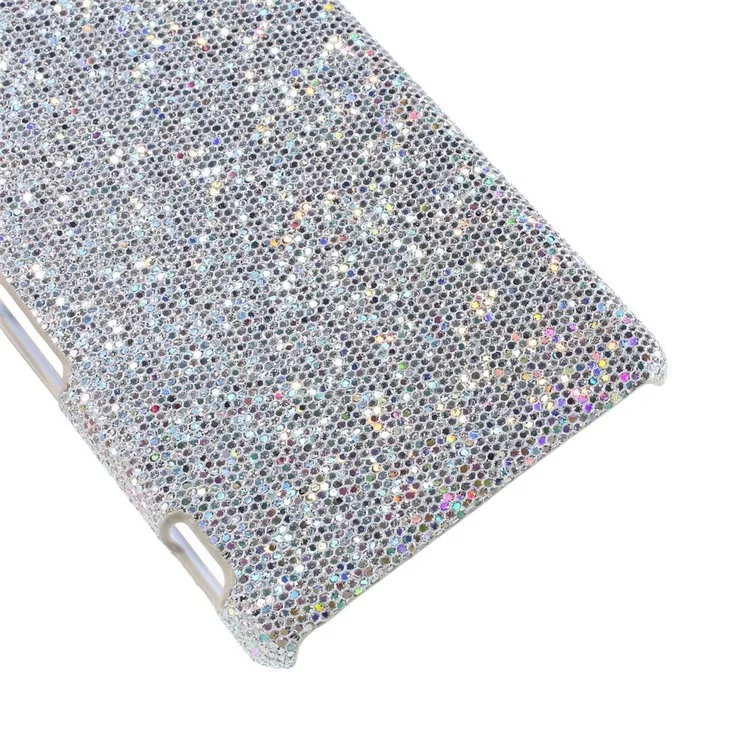 Glittery Sequins Coated Hard Plastic Case for Sony Xperia M4 Aqua / M4 Aqua Dual - Silver