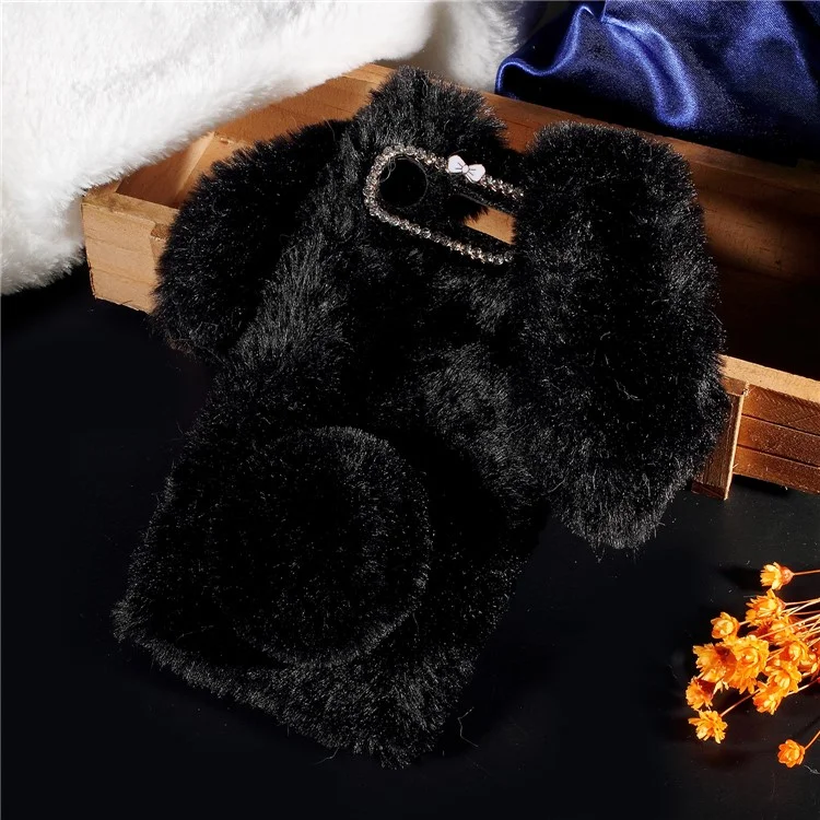 Rabbit Bunny Soft Furry Fur TPU Kickstand Case for Sony Xperia XZ1 - Black