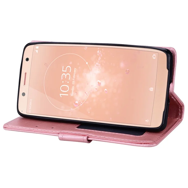 Flash Powder Unicorn Imprint Flower Leather Wallet Stand Cover for Sony Xperia XZ2 Compact - Pink
