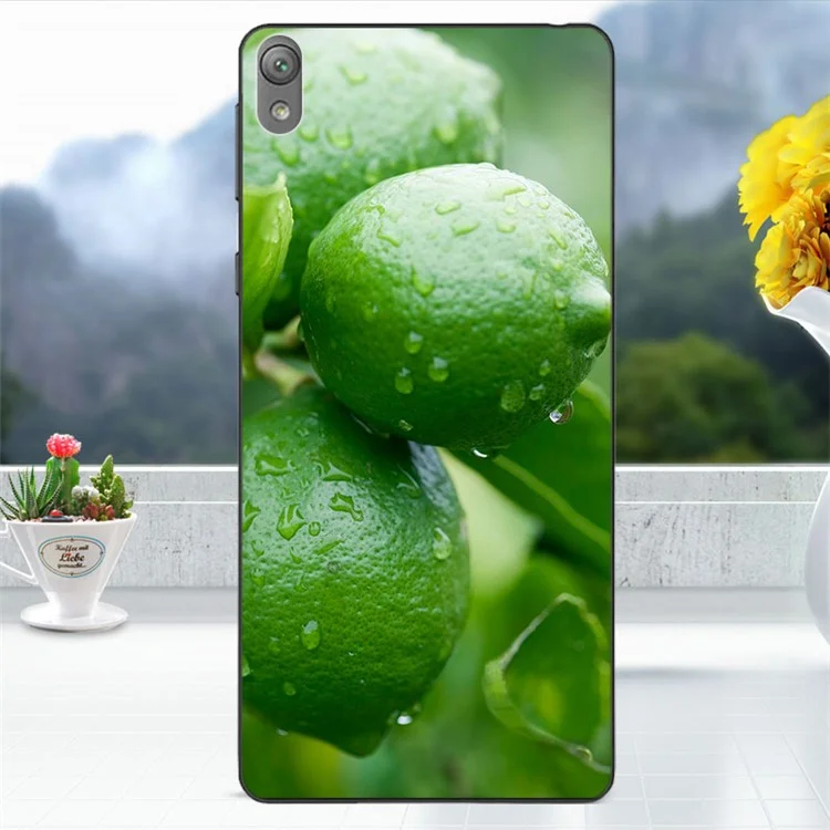 Softlyfit Embossment TPU Phone Case for Sony Xperia E5 - Green Lemon