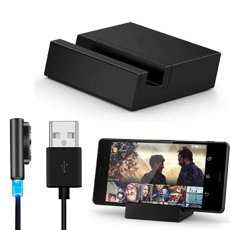 Magnetic Charging Dock Cradle + LED Magnetic USB Cable for Sony Xperia Z3 / Z3 Compact