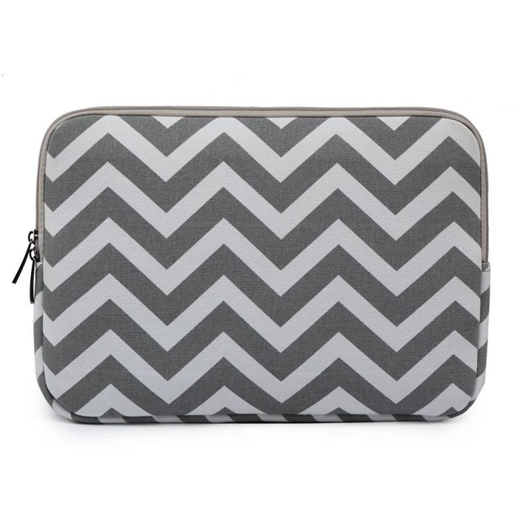 Chevron Pattern Canvas Laptop Briefcase for MacBook Pro 15-inch (2016) etc., Size: 39 x 27.5 x 1.5 cm - Grey