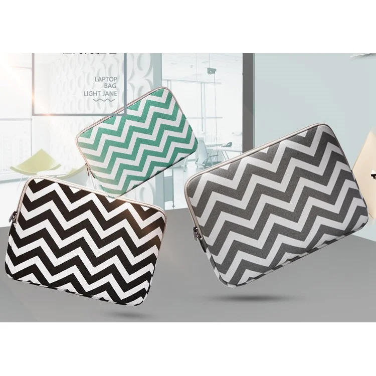 Chevron Pattern Canvas Laptop Briefcase for MacBook Pro 15-inch (2016) etc., Size: 39 x 27.5 x 1.5 cm - Grey