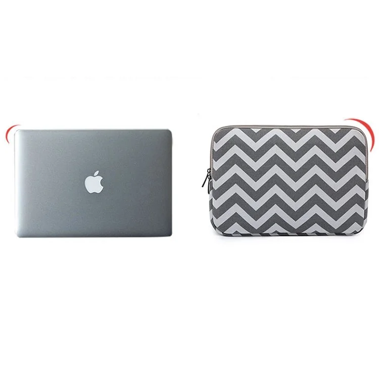 Chevron Pattern Canvas Laptop Briefcase for MacBook Pro 15-inch (2016) etc., Size: 39 x 27.5 x 1.5 cm - Grey