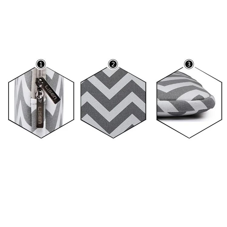 Chevron Pattern Canvas Laptop Briefcase for MacBook Pro 15-inch (2016) etc., Size: 39 x 27.5 x 1.5 cm - Grey