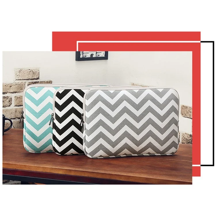 Chevron Pattern Canvas Laptop Briefcase for MacBook Pro 15-inch (2016) etc., Size: 39 x 27.5 x 1.5 cm - Grey
