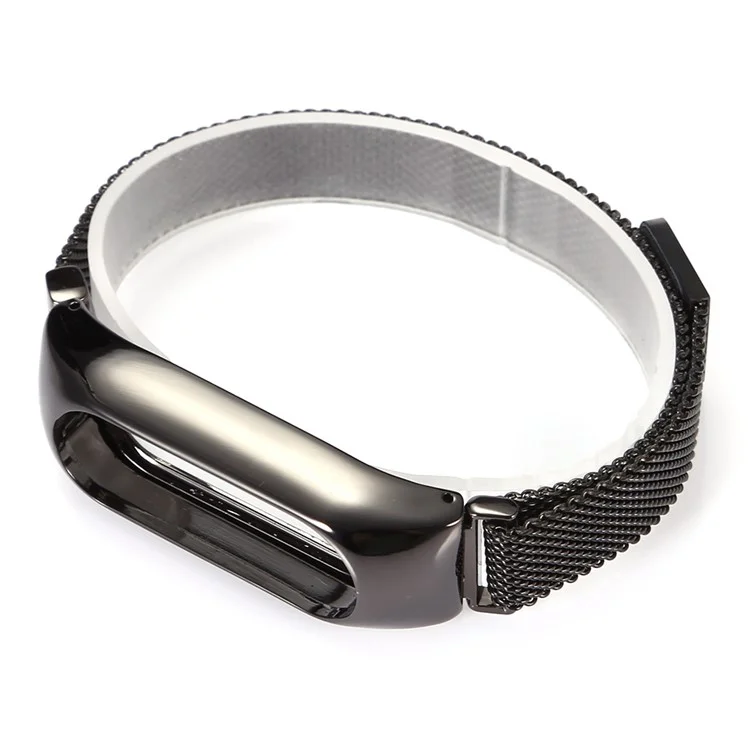 Stainless Steel Milanese Mesh Magnetic Strap Smart Watch Strap for Xiaomi Mi Band 2 - Black