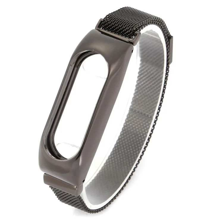 Stainless Steel Milanese Mesh Magnetic Strap Smart Watch Strap for Xiaomi Mi Band 2 - Black
