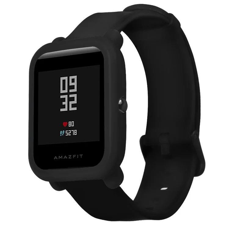 Caso de Relógio de Protetor de Silicone Suave Para Huami Amazfit Smart Watch Youth Edition - Preto