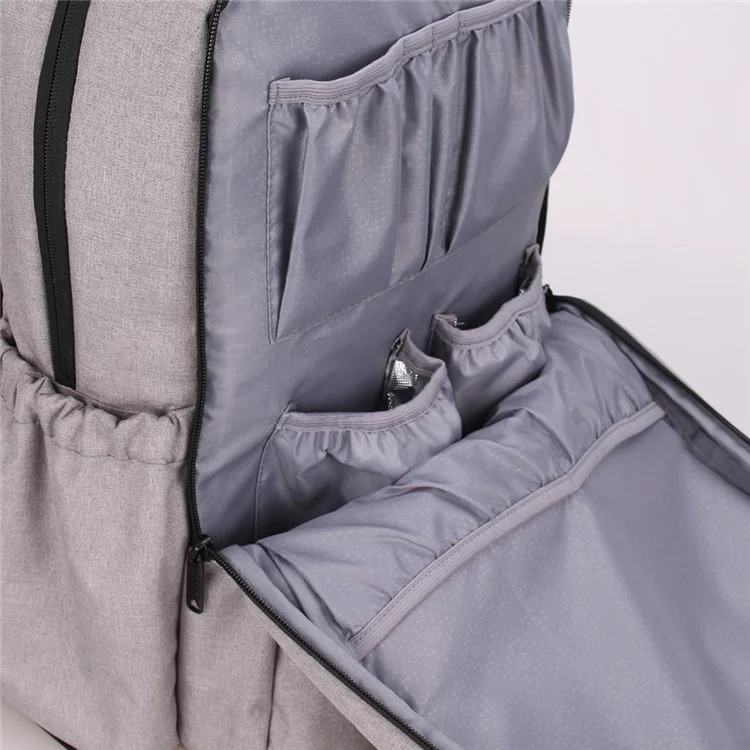 Multi-Functional Large Capacity Waterproof Nappy Baby Bag Travel Backpack for Baby Care - Grey