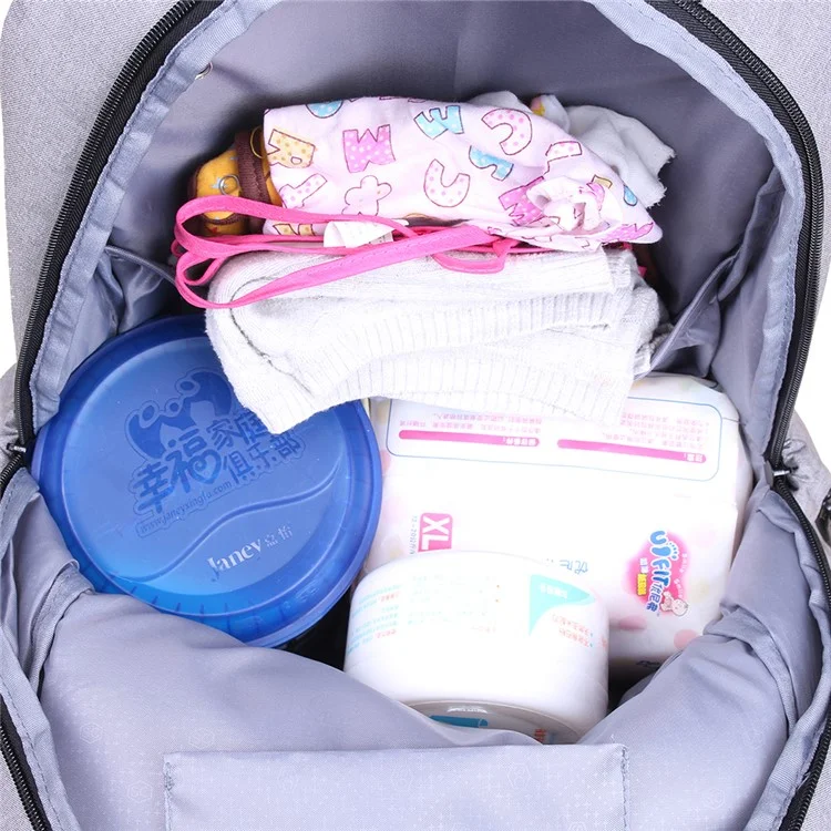 Multi-Functional Large Capacity Waterproof Nappy Baby Bag Travel Backpack for Baby Care - Grey