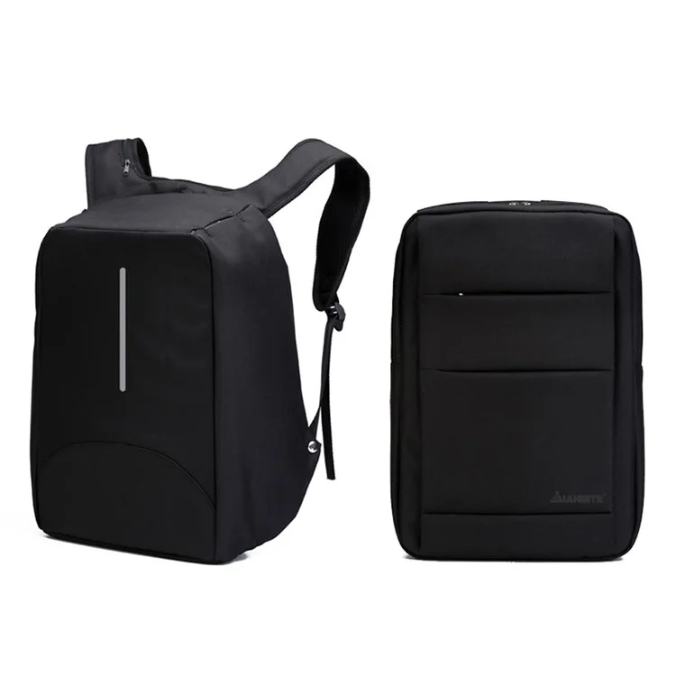 Reversible Anti Theft Business Computer Backpack Shoulder Bag with USB Charging Port and Audio Jack - Black