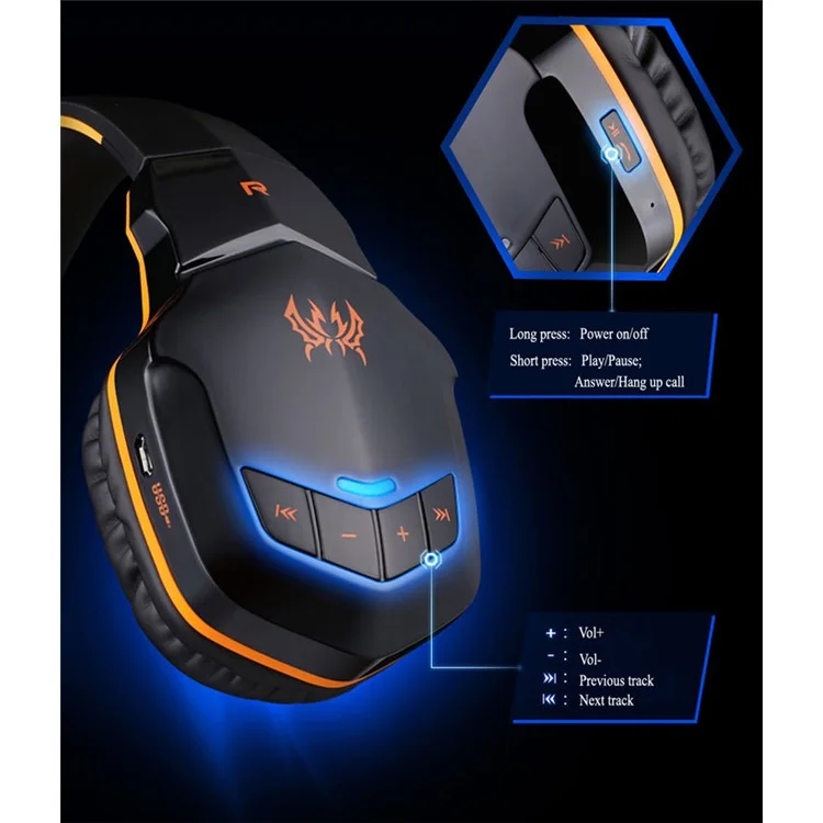 KOTION EACH B3505 Over-Ear Wireless Bluetooth Gaming Headphone Headset with Mic Support NFC - Black