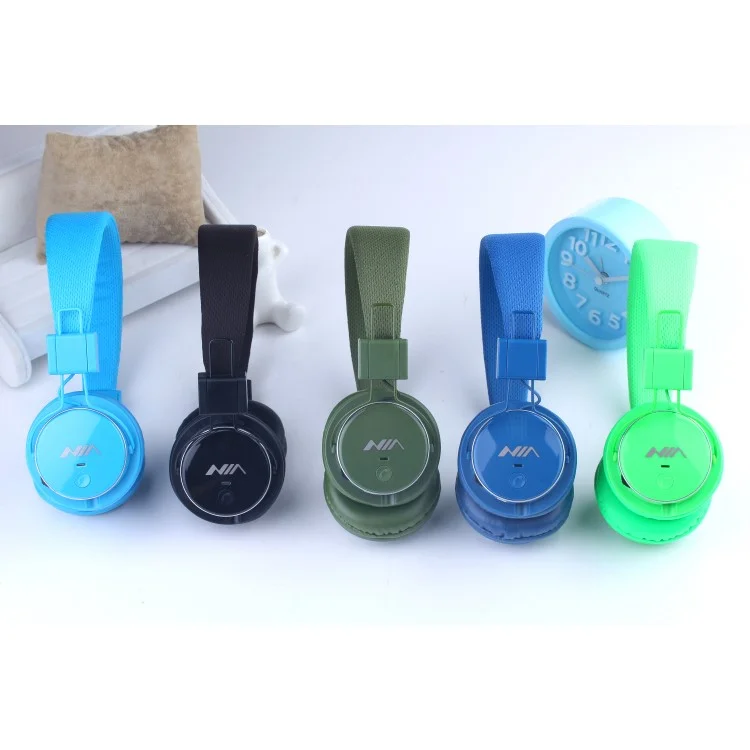 NIA Q8 Adjustable Headband Bluetooth Headphone with Microphone Support FM Radio, Micro SD Player - Black