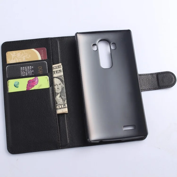 Litchi Grain Leather Wallet Case for LG G4 with Stand - Black