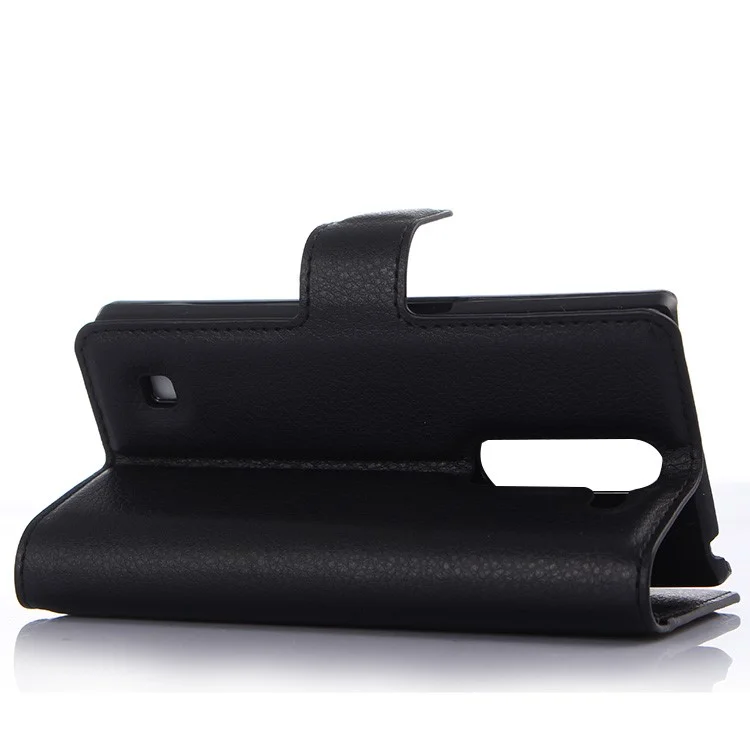 Litchi Leather Wallet Case for LG Spirit H440Y H440N - Black