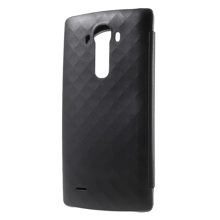 Smart Circle Window View Leather Flip Battery Door Cover for LG G4 - Black