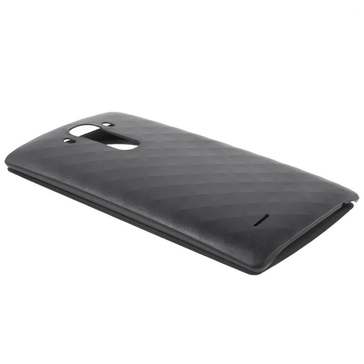 Smart Circle Window View Leather Flip Battery Door Cover for LG G4 - Black