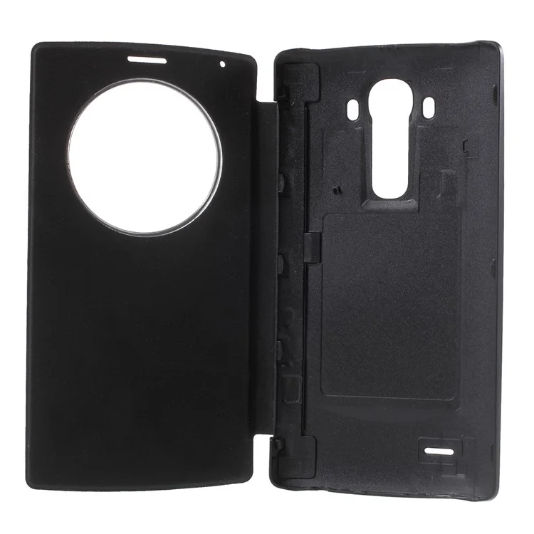 Smart Circle Window View Leather Flip Battery Door Cover for LG G4 - Black