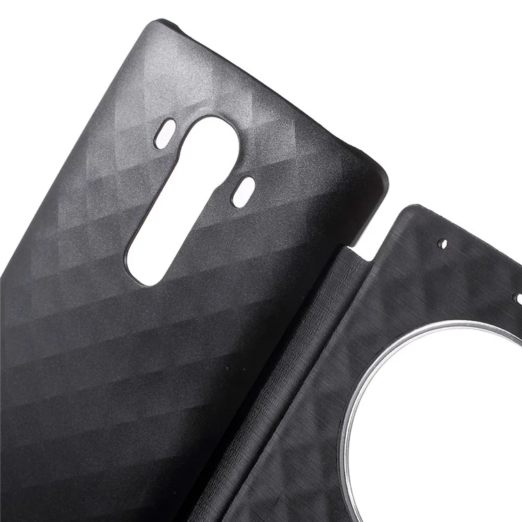 Smart Circle Window View Leather Flip Battery Door Cover for LG G4 - Black