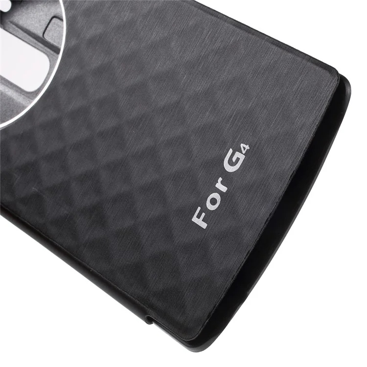 Smart Circle Window View Leather Flip Battery Door Cover for LG G4 - Black