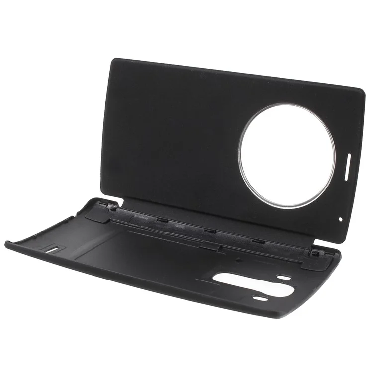 Smart Circle Window View Leather Flip Battery Door Cover for LG G4 - Black