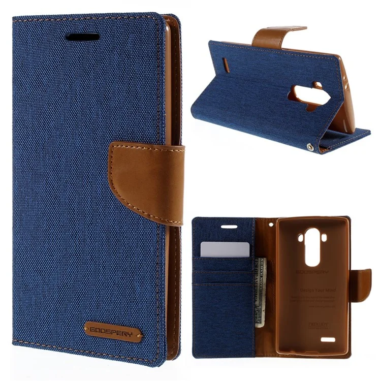 MERCURY GOOSPERY Canvas Magnetic Wallet PU Leather Case for LG G4 - Baby Blue