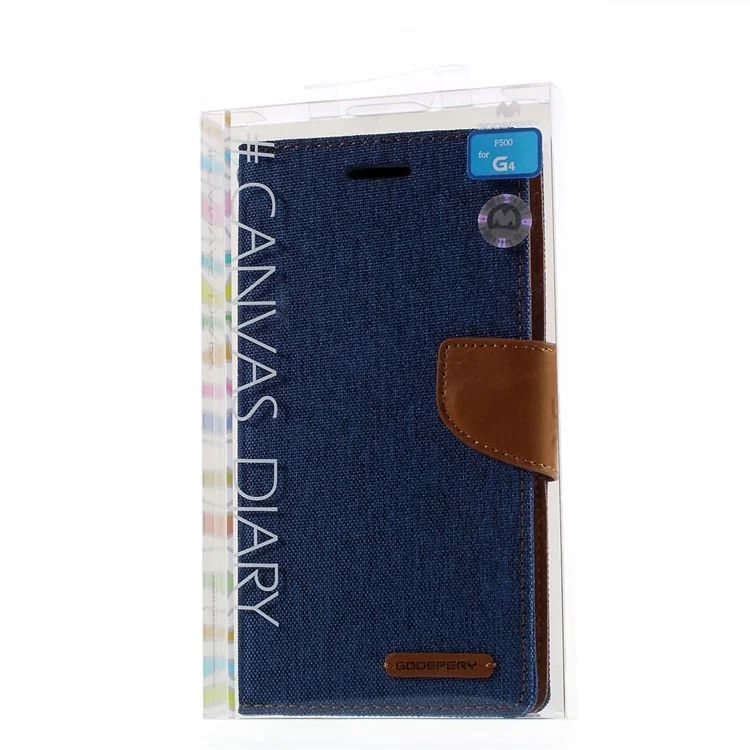 MERCURY GOOSPERY Canvas Magnetic Wallet PU Leather Case for LG G4 - Baby Blue
