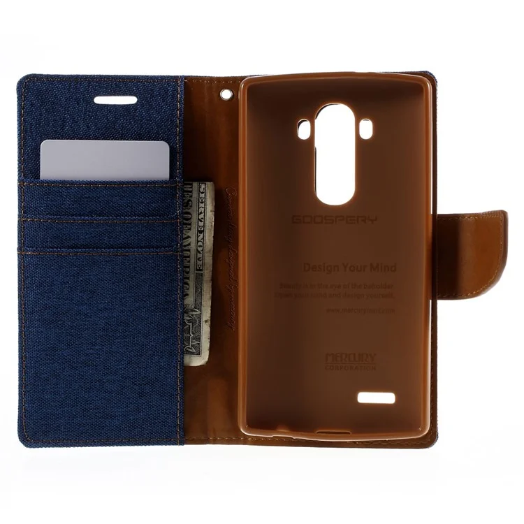MERCURY GOOSPERY Canvas Magnetic Wallet PU Leather Case for LG G4 - Baby Blue