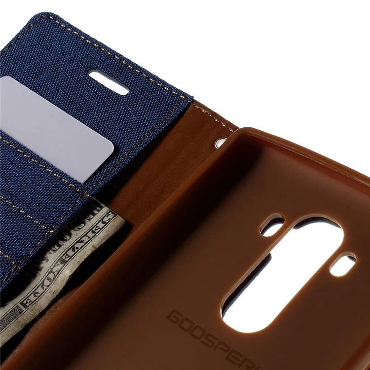 MERCURY GOOSPERY Canvas Magnetic Wallet PU Leather Case for LG G4 - Baby Blue