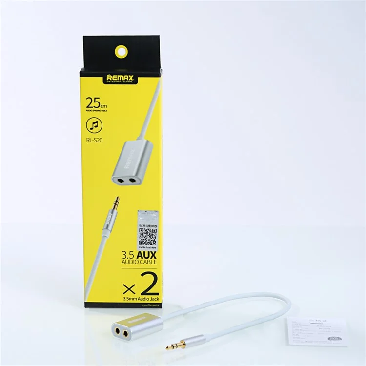 REMAX 3.5mm Audio Splitter Cable for Smartphones Tablets MP3 MP4 - Black