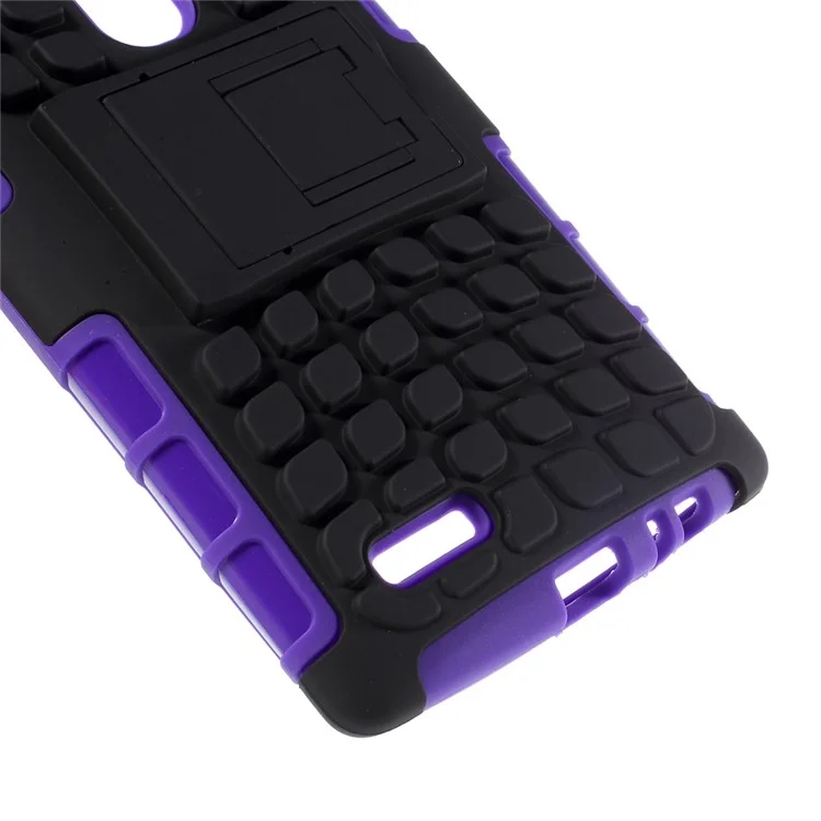 Anti-slip Grid Pattern PC + TPU Hybrid Cover for LG G4 with Kickstand - Purple