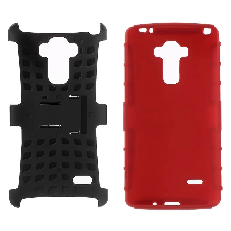 2 in 1 PC and TPU Hybrid Shell for LG G Stylo (CDMA) with Kickstand - Red