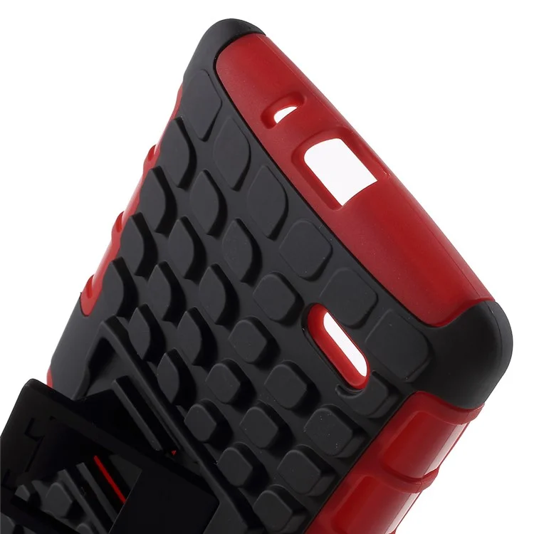 2 in 1 PC and TPU Hybrid Shell for LG G Stylo (CDMA) with Kickstand - Red