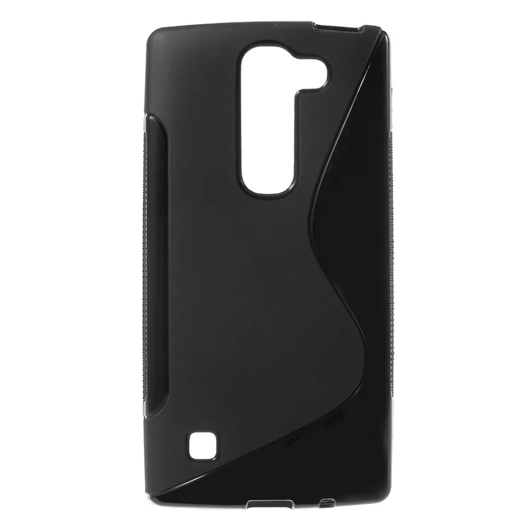 S Curved Line TPU Soft Gel Case for LG Spirit H440Y - Black