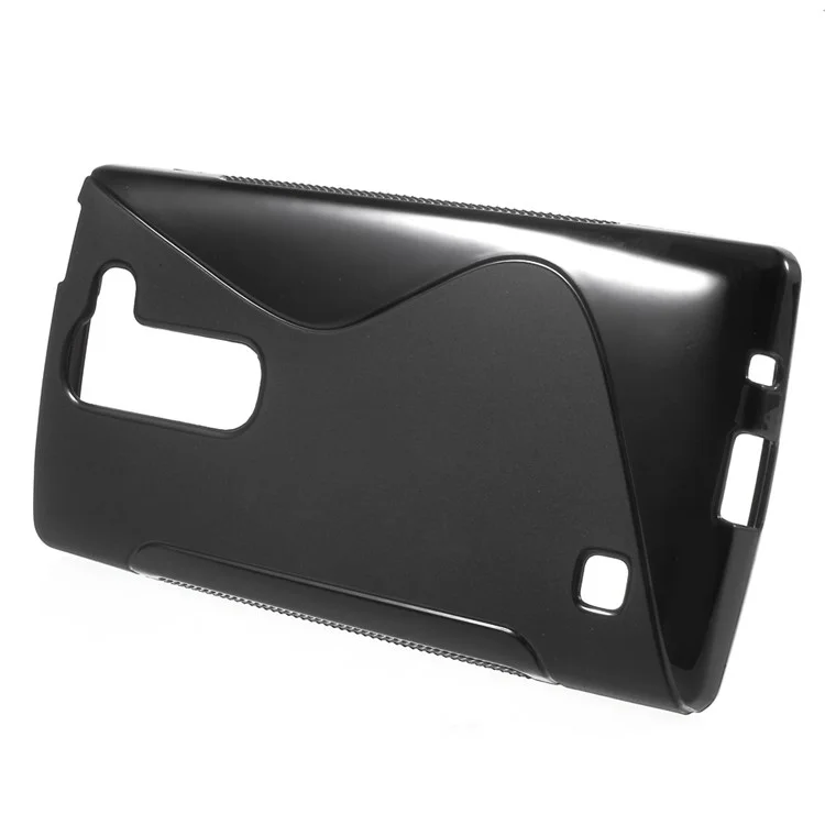 S Curved Line TPU Soft Gel Case for LG Spirit H440Y - Black