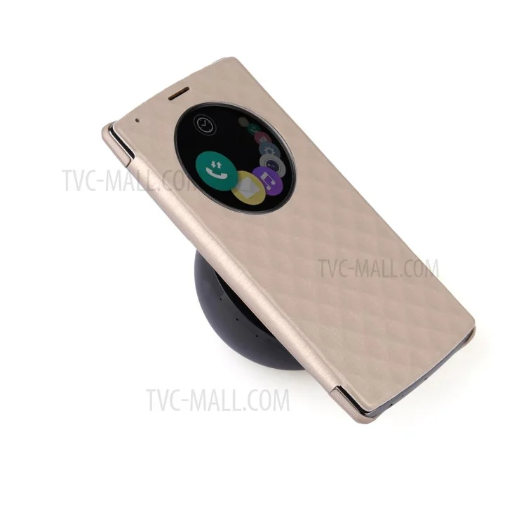 Leather Cover Case with Qi Wireless Charging Receiver for LG G4 - Gold