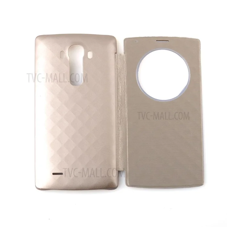 Leather Cover Case with Qi Wireless Charging Receiver for LG G4 - Gold