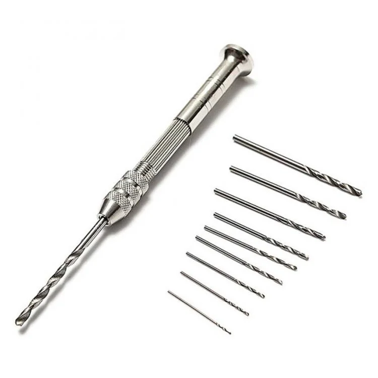 Mini Hand Drill + 10Pcs Twist Drill Bits Tool Kits