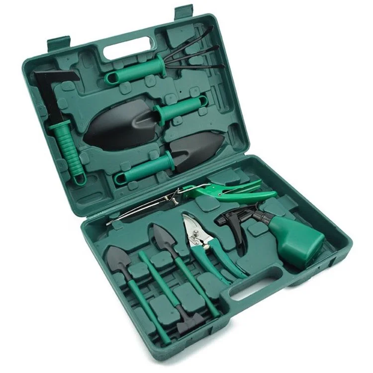 Ensemble de 10 outils de jardin Pelle Râteau Ciseaux Vaporisateur Pot
