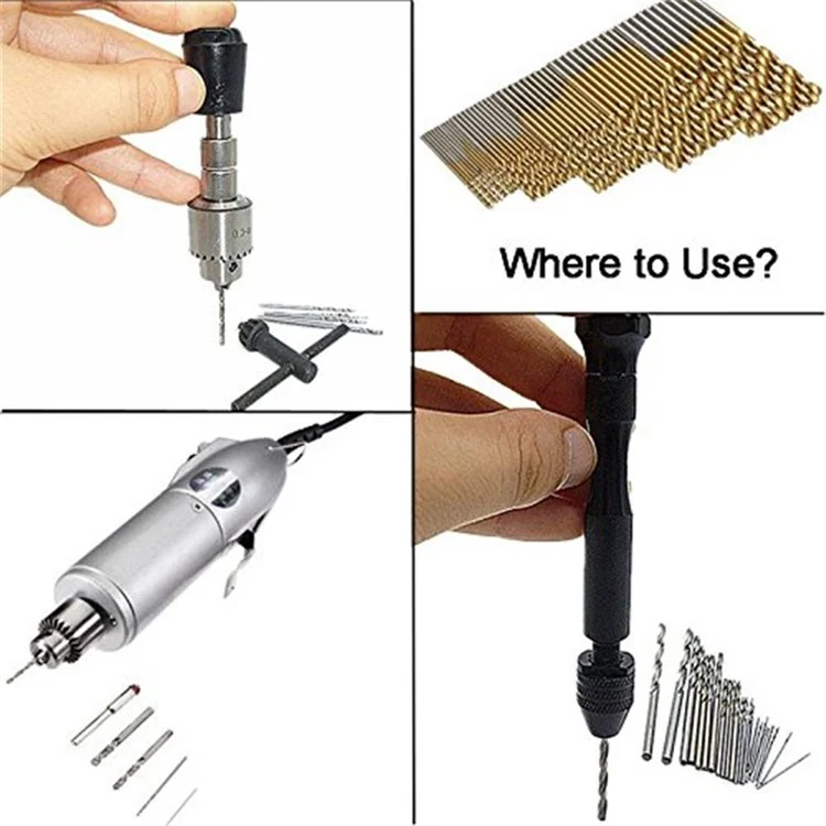 50PCS/Pack HSS Plating Titanium Twist Drill Bit Set Metric System 1.0-3.0mm