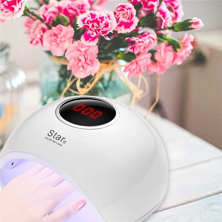 ROHWXY 72W UV/LED Nail Lamp Smart Sensing Painless Mode Quick-drying Nail Lamp - White / EU Plug