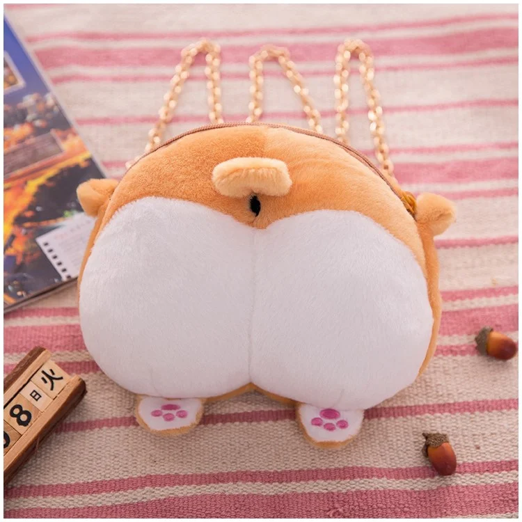 Soft Plush Kawaii Ass Shoulder Bag Corgi Butt Handbag, Size: L