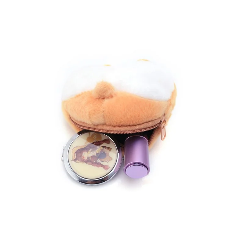Soft Plush Kawaii Corgi Butt Ass Zipper Wallet Change Case Coin Purse, Size: S